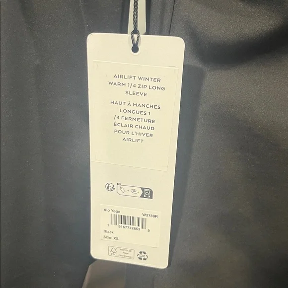 ALO Airlift Winter Warm 1/4 Zip Long Sleeve NWT XS Black Compression Ski Fleece - Picture 8 of 10
